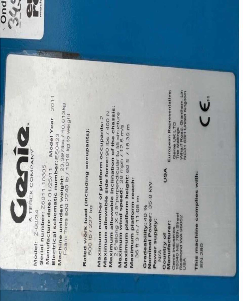 Genie Z60/34 - Plataforma elevadora: foto 4 Genie Z60/34 - Plataforma elevadora: foto 4