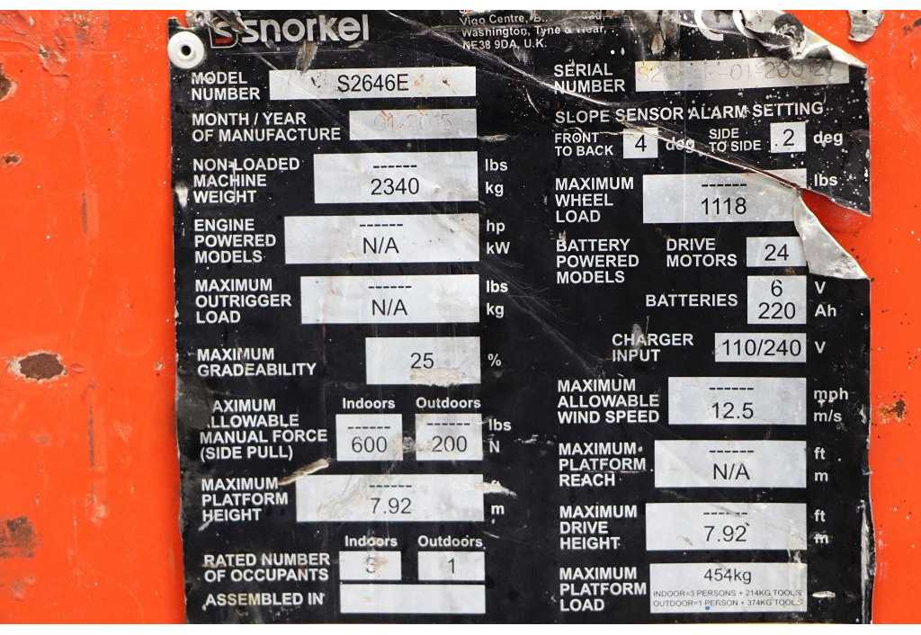 SNORKEL - S2646E - AERIAL PLATFORM, 2015, WORKING HEIGHT 9.9M - Plataforma elevadora: foto 5 SNORKEL - S2646E - AERIAL PLATFORM, 2015, WORKING HEIGHT 9.9M - Plataforma elevadora: foto 5