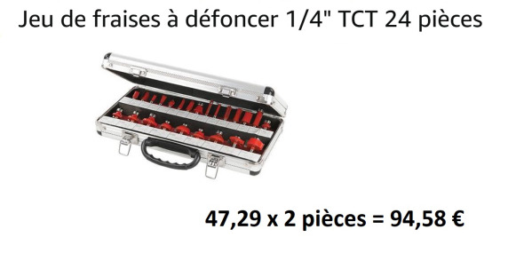 2 Jeux de fraises à défoncer 1/4" TCT 24 pcs - Herramienta/ Equipo: foto 1 2 Jeux de fraises à défoncer 1/4" TCT 24 pcs - Herramienta/ Equipo: foto 1