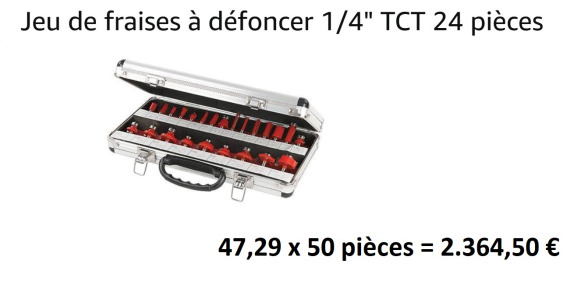 50 Jeux de fraises à défoncer 1/4" TCT 24 pcs - Herramienta/ Equipo: foto 1 50 Jeux de fraises à défoncer 1/4" TCT 24 pcs - Herramienta/ Equipo: foto 1