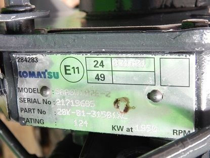 Komatsu SAA6D102E-20K-01-31501 Komatsu WA320-5 / PC240-7 - Motor para Cargadora de ruedas: foto 1 Komatsu SAA6D102E-20K-01-31501 Komatsu WA320-5 / PC240-7 - Motor para Cargadora de ruedas: foto 1
