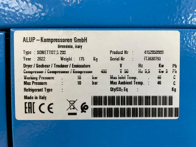 Alup Sonetto 7.5 + 200 Elektrische Schroefcompressor 5.5 kw 780 L / min 10 Bar - Compresor de aire: foto 3 Alup Sonetto 7.5 + 200 Elektrische Schroefcompressor 5.5 kw 780 L / min 10 Bar - Compresor de aire: foto 3