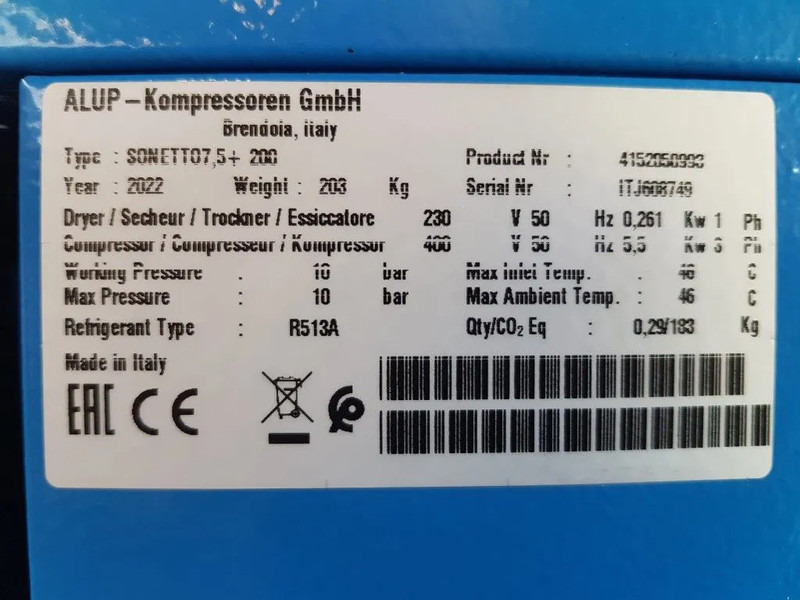 Alup Sonetto 7.5 + 200 Elektrische Schroefcompressor met ketel en droger 5.5 kW 750 L / min 10 Bar - Compresor de aire: foto 3 Alup Sonetto 7.5 + 200 Elektrische Schroefcompressor met ketel en droger 5.5 kW 750 L / min 10 Bar - Compresor de aire: foto 3
