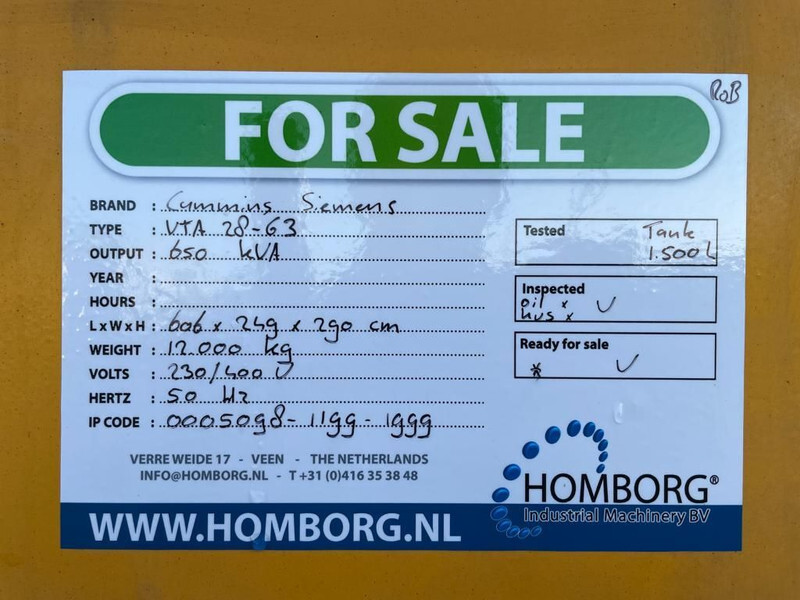 Generador industriale Cummins VTA 28 G3 Siemens 650 kVA generatorset in 20 ft container: foto 20