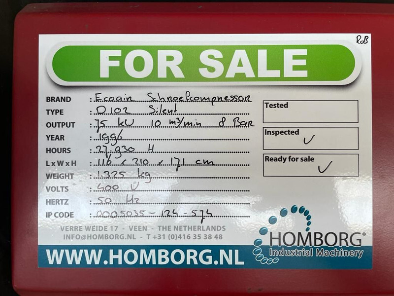 Compresor de aire Ecoair D102 Elektrische Schroefcompressor 75 kW 10.000 L / min 8 Bar: foto 17