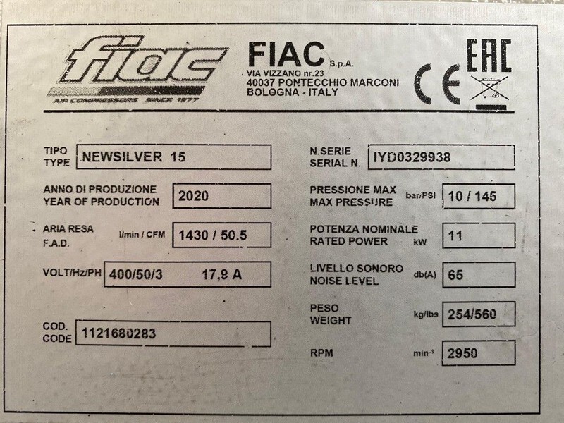 Fiac NewSilver 15 1430 L / min 11 kW 10 Bar Elektrische Schroefcompressor Nieuw ! - Compresor de aire: foto 4 Fiac NewSilver 15 1430 L / min 11 kW 10 Bar Elektrische Schroefcompressor Nieuw ! - Compresor de aire: foto 4
