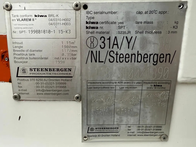 Kiwa IBC Steenbergen 1150 liter Kiwa IBC Dieseltank met handpomp - Contenedor marítimo: foto 3 Kiwa IBC Steenbergen 1150 liter Kiwa IBC Dieseltank met handpomp - Contenedor marítimo: foto 3