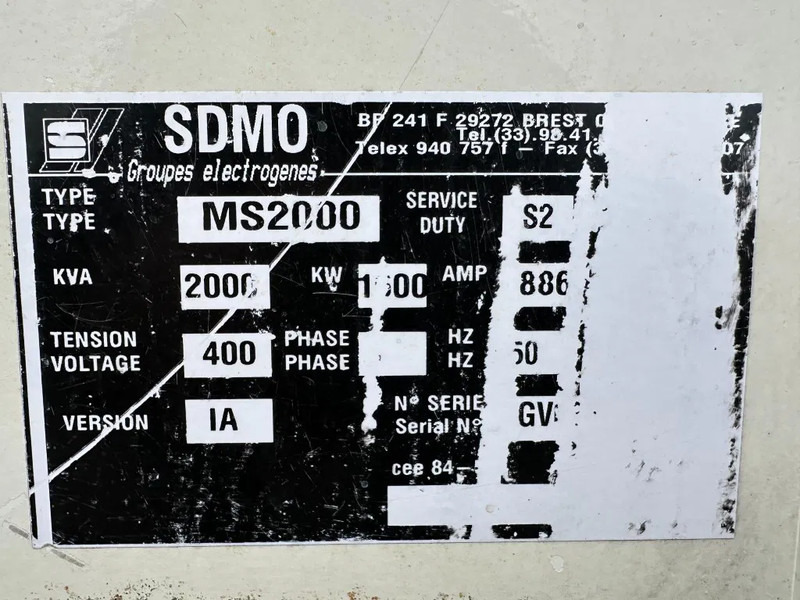 SDMO MS2000 MTU Leroy Somer 2000 kVA generatorset - Generador industriale: foto 5 SDMO MS2000 MTU Leroy Somer 2000 kVA generatorset - Generador industriale: foto 5