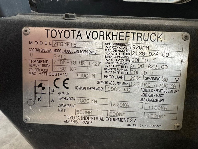 Toyota 7FBMF 18 Duplex Sideshift 1.8 ton Elektra Heftruck - Carretilla elevadora eléctrica: foto 4 Toyota 7FBMF 18 Duplex Sideshift 1.8 ton Elektra Heftruck - Carretilla elevadora eléctrica: foto 4