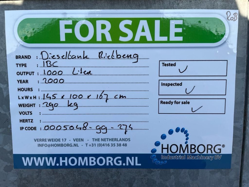 Tanque de almacenamiento dieseltank Rietberg 1000 liter Dieseltank Gegalvaniseerd IBC: foto 16