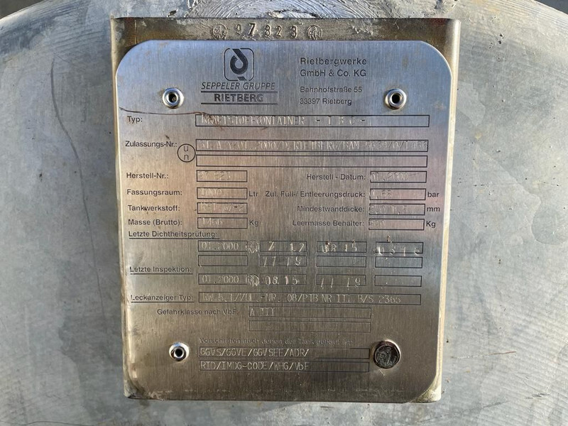 Tanque de almacenamiento dieseltank Rietberg 1000 liter Dieseltank Gegalvaniseerd IBC: foto 6