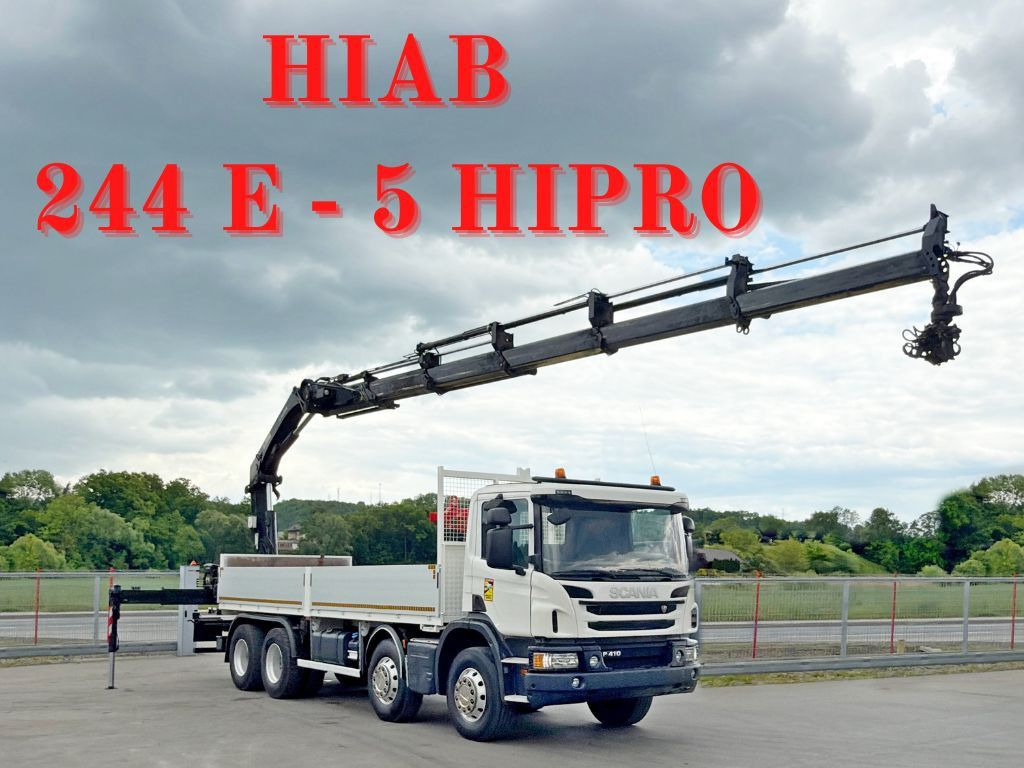 Scania P 410*PLATFORM 7,00m*HIAB 244 E-5 HIPRO+FUNK/8x4 Scania P 410*PRITSCHE 7,00m*HIAB 244 E-5 HIPRO+FUNK/8x4 - Camión grúa, Camión caja abierta: foto 1 Scania P 410*PLATFORM 7,00m*HIAB 244 E-5 HIPRO+FUNK/8x4 Scania P 410*PRITSCHE 7,00m*HIAB 244 E-5 HIPRO+FUNK/8x4 - Camión grúa, Camión caja abierta: foto 1