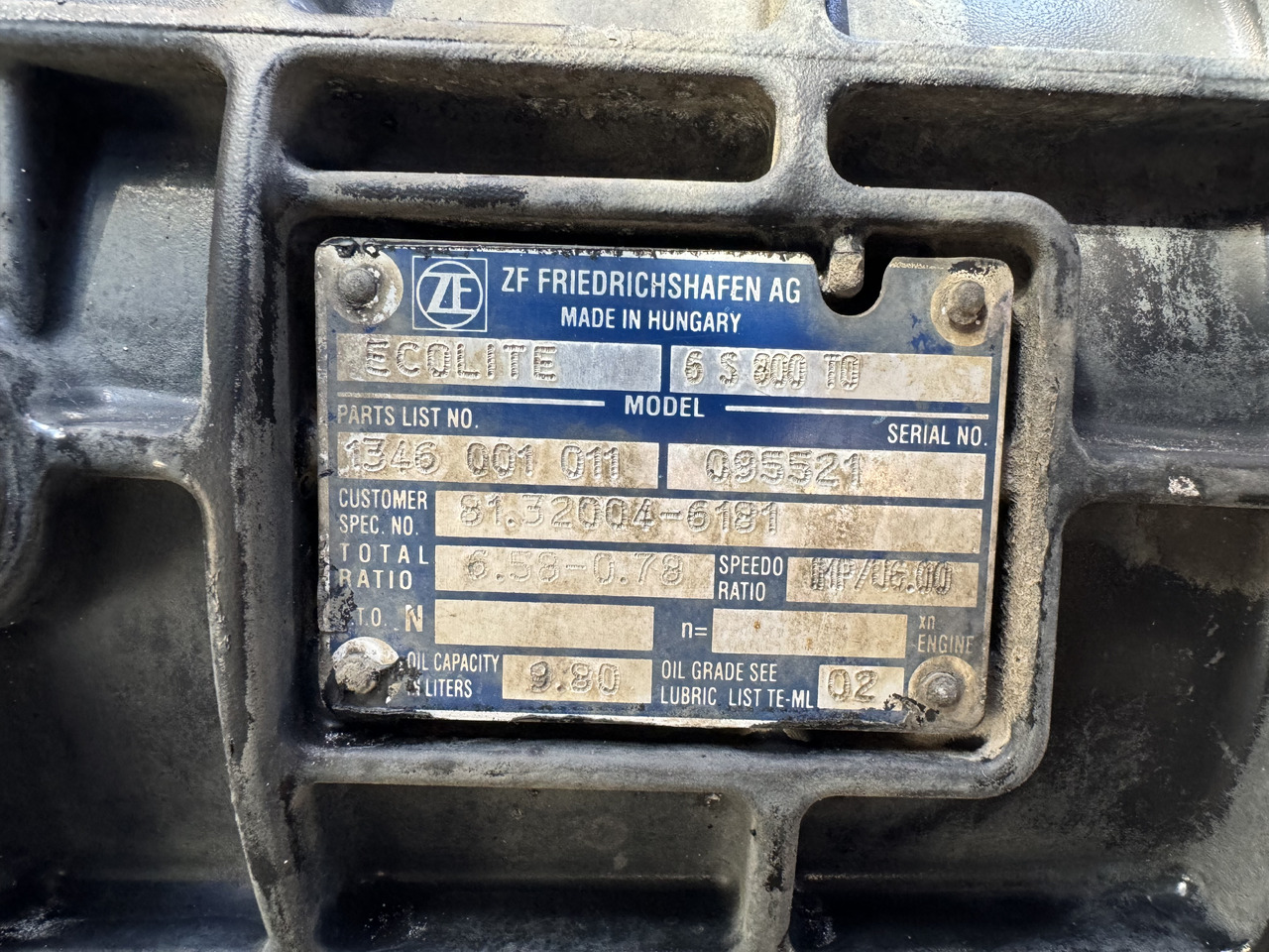 GEARBOX MAN TGL ZF 6S800 - Caja de cambios y piezas: foto 3 GEARBOX MAN TGL ZF 6S800 - Caja de cambios y piezas: foto 3