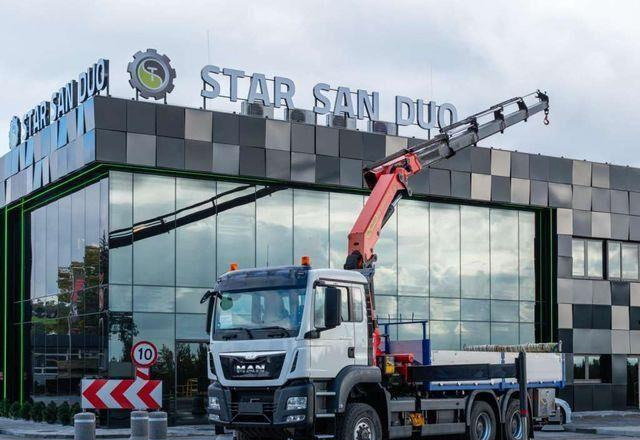 MAN TGS 26.400 6x6 PALFINGER PK 33002 EH Crane Kran - Camión caja abierta, Camión grúa: foto 1 MAN TGS 26.400 6x6 PALFINGER PK 33002 EH Crane Kran - Camión caja abierta, Camión grúa: foto 1