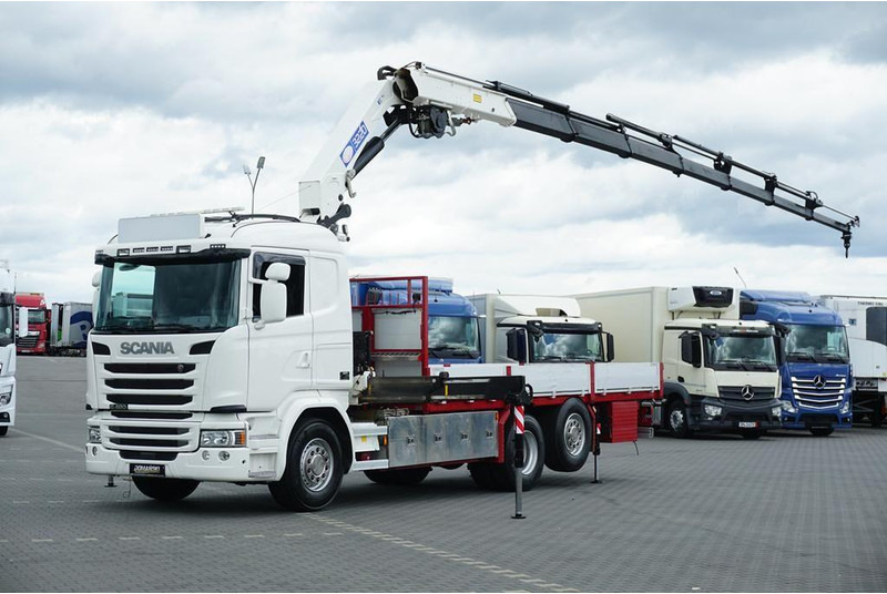 Scania G 490 / 6 X 2 / SKRZYNIOWY + HDS / HMF 3220 K7 / WYSIĘG 18,9 M - Camión caja abierta, Camión grúa: foto 1 Scania G 490 / 6 X 2 / SKRZYNIOWY + HDS / HMF 3220 K7 / WYSIĘG 18,9 M - Camión caja abierta, Camión grúa: foto 1
