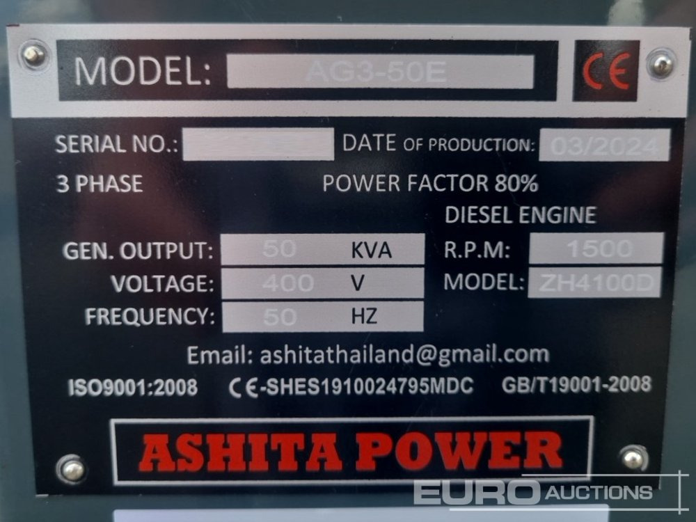 Generador industriale Unused Ashita Power AG3-50E: foto 13