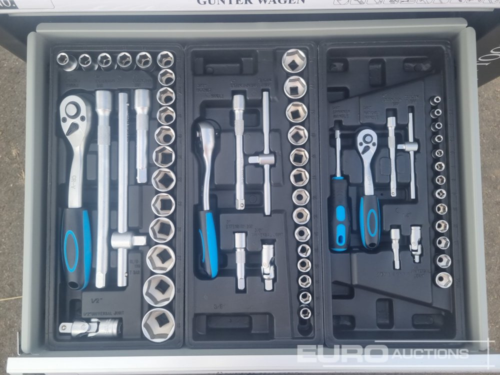 Equipo de construcción Unused Günter Wagen Germany Tool Trolley, 6 Drawers with 220 Pieces: foto 9