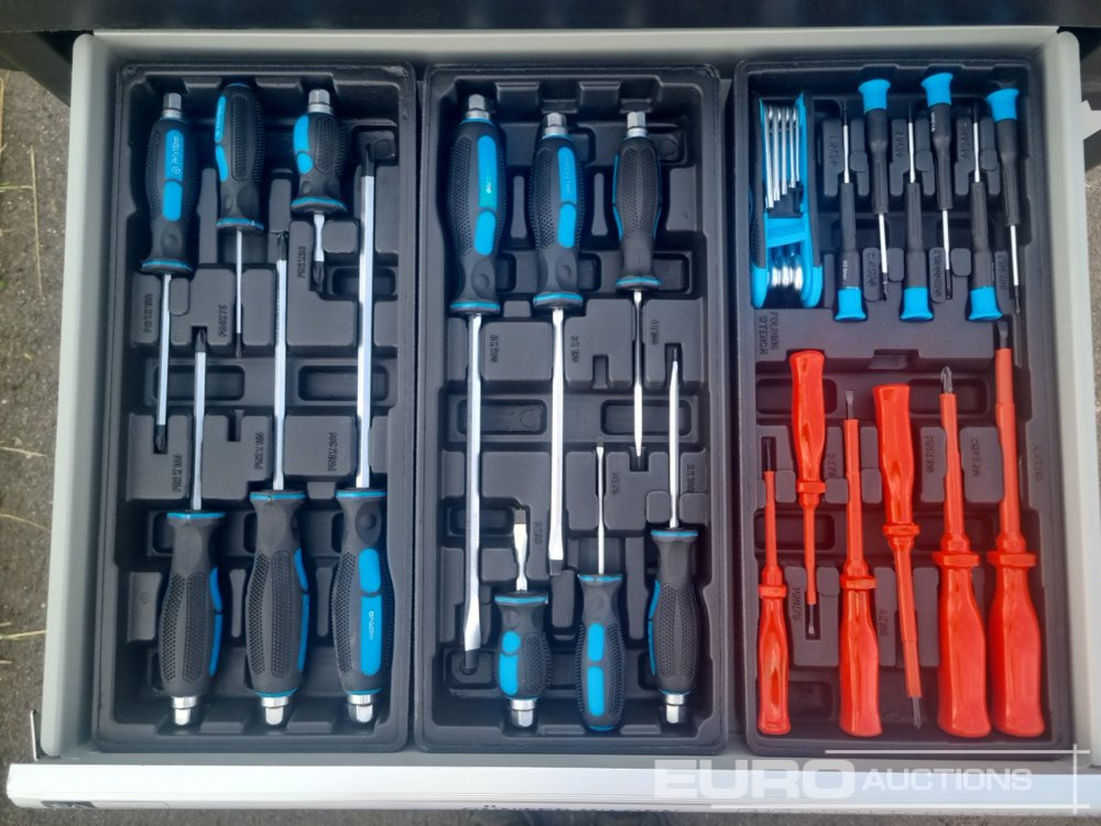 Equipo de construcción Unused Günter Wagen Germany Tool Trolley, 6 Drawers with 220 Pieces: foto 7