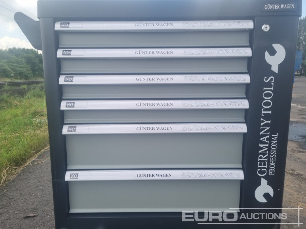 Equipo de construcción Unused Günter Wagen Germany Tool Trolley, 6 Drawers with 220 Pieces: foto 6