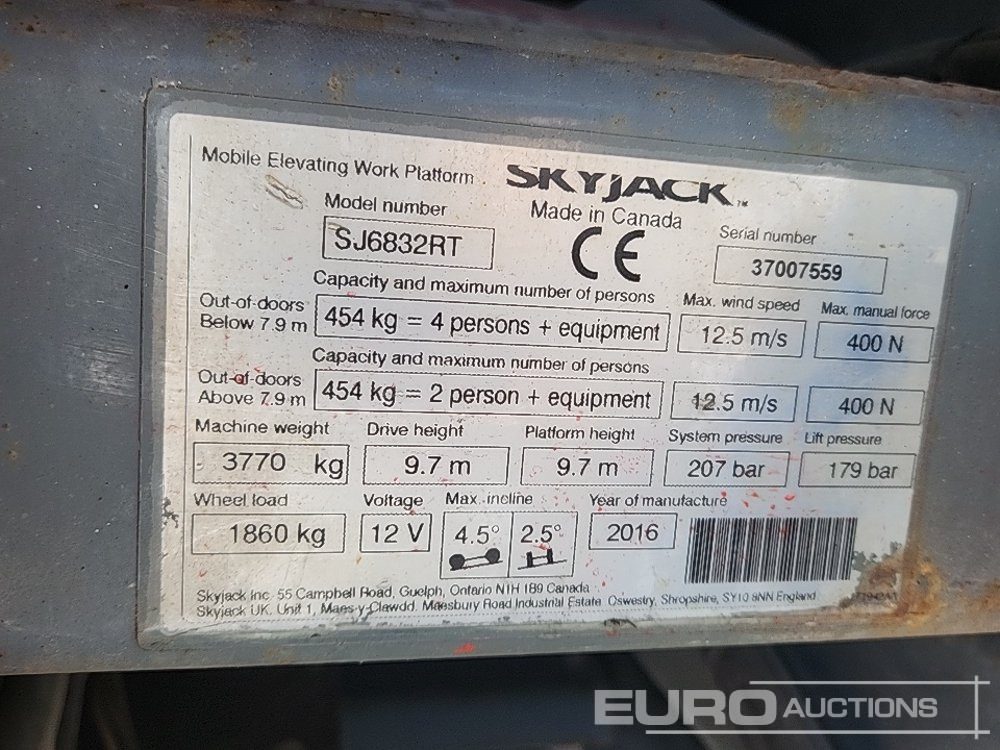 Plataforma elevadora 2016 SkyJack SJ6832RT: foto 24