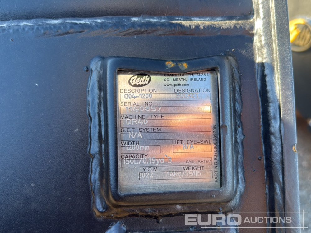 Geith Ditching Bucket G04-1200 to suit QR40 (S/Ns 1140857, 1140859) (2 of) - Cazo: foto 5 Geith Ditching Bucket G04-1200 to suit QR40 (S/Ns 1140857, 1140859) (2 of) - Cazo: foto 5