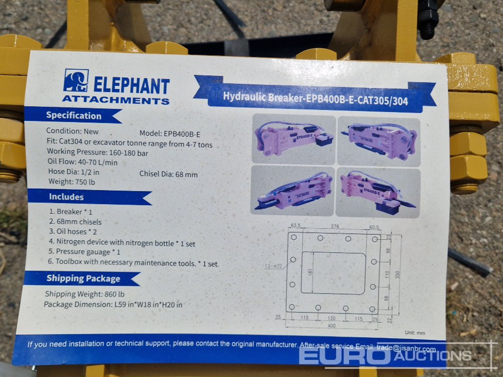 Martillo hidráulico Unused 2025 Elephant  EPB400B-E: foto 7