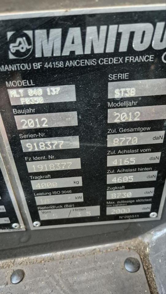MANITOU MLT840/ 2012 - Manipulador telescópico: foto 4 MANITOU MLT840/ 2012 - Manipulador telescópico: foto 4