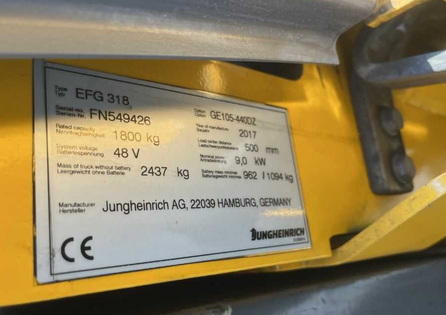 Jungheinrich EFG318 - Carretilla elevadora eléctrica: foto 4 Jungheinrich EFG318 - Carretilla elevadora eléctrica: foto 4