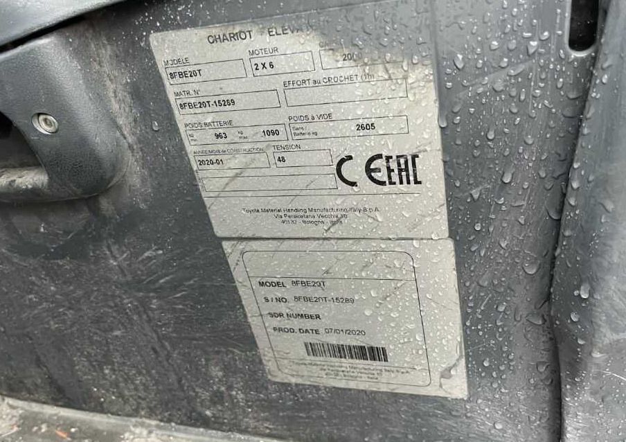 Toyota 8FBE20T - Carretilla elevadora eléctrica: foto 5 Toyota 8FBE20T - Carretilla elevadora eléctrica: foto 5