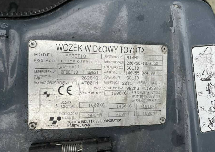 Toyota 8FBET18 - Carretilla elevadora eléctrica: foto 4 Toyota 8FBET18 - Carretilla elevadora eléctrica: foto 4