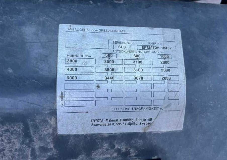 Toyota 8FBMT35 - Carretilla elevadora eléctrica: foto 5 Toyota 8FBMT35 - Carretilla elevadora eléctrica: foto 5