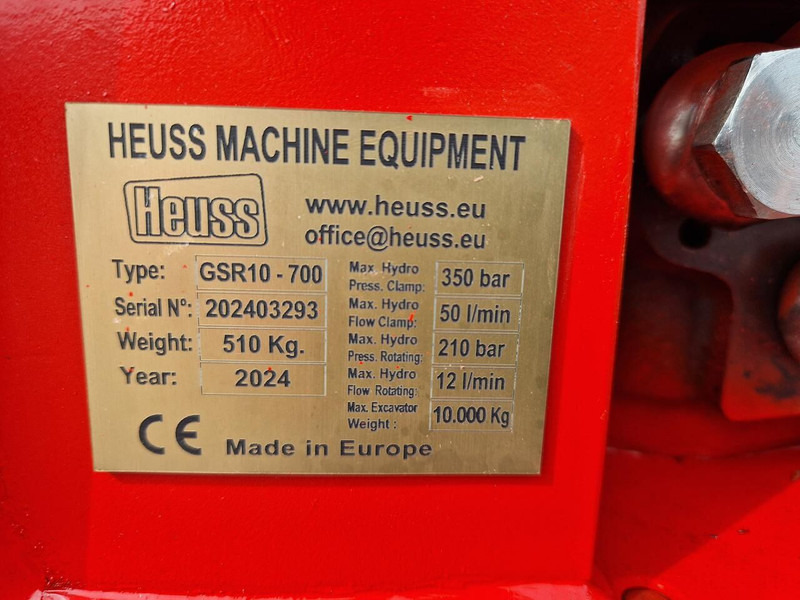 Pinza de manipulación para Maquinaria de construcción nuevo Heuss CW10 GSR10 700: foto 8