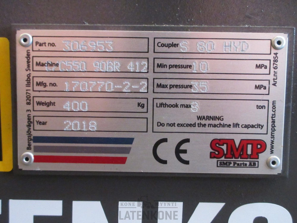 Acoplamiento rápido para Maquinaria de construcción SMP Kiinteä pikaliitin S80 hyd.: foto 9
