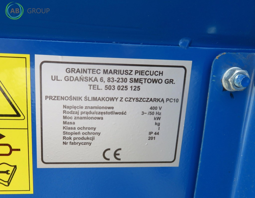 Graintec screw conveyor with cleaner PC 10 - Equipo poscosecha: foto 4 Graintec screw conveyor with cleaner PC 10 - Equipo poscosecha: foto 4
