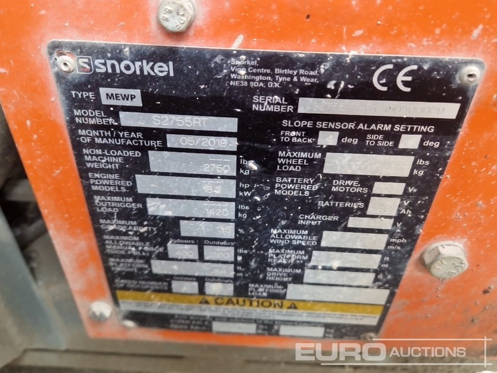 Plataforma elevadora 2019 Snorkel S2755RT: foto 27
