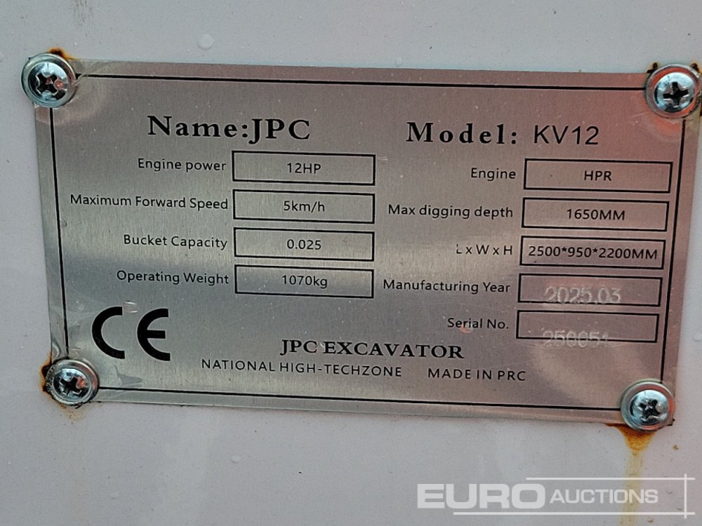 Miniexcavadora Unused 2025 JPC KV12: foto 25
