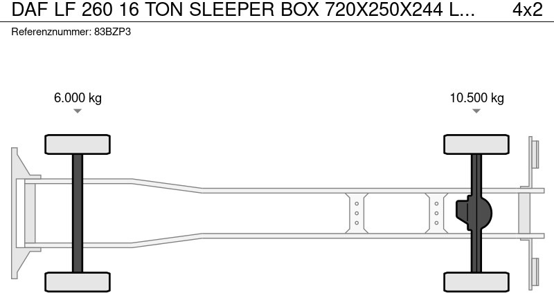 Camión caja cerrada DAF LF 260 16 TON SLEEPER BOX 720X250X244 LBW 1.5 T: foto 17