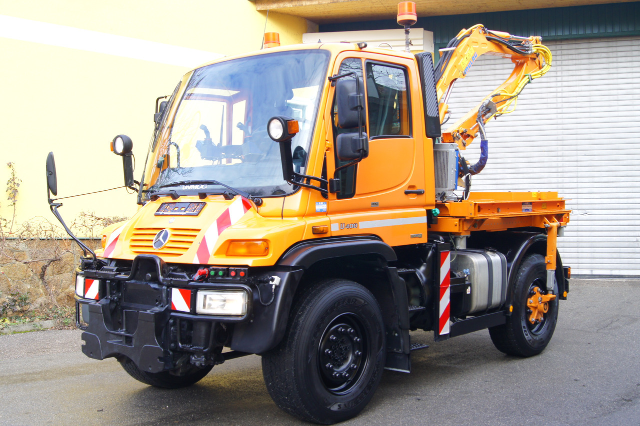 MERCEDES-BENZ Unimog U 400/TÜV/Hydrostat/Mähtür +MULAG MHU 800 - Camión volquete: foto 2 MERCEDES-BENZ Unimog U 400/TÜV/Hydrostat/Mähtür +MULAG MHU 800 - Camión volquete: foto 2