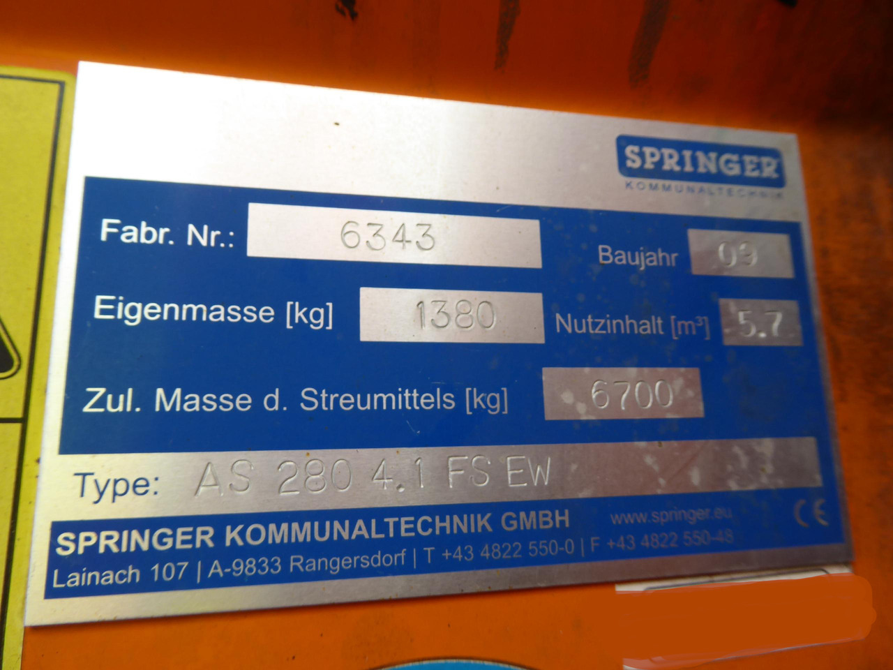 SPRINGER AS 280/Unimog U400 U500/4m³ Feuchtsalzstreuer/Salzstreuer/Streuer - Esparcidor de sal: foto 5 SPRINGER AS 280/Unimog U400 U500/4m³ Feuchtsalzstreuer/Salzstreuer/Streuer - Esparcidor de sal: foto 5