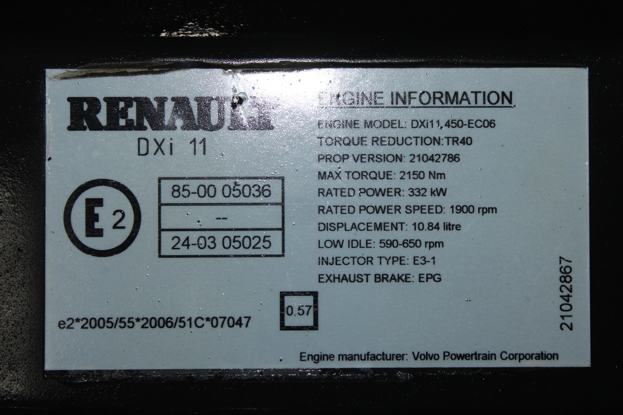 MOTOR RENAULT DXI11 EURO 5 450CP 21042786 - Motor para Camión: foto 5 MOTOR RENAULT DXI11 EURO 5 450CP 21042786 - Motor para Camión: foto 5