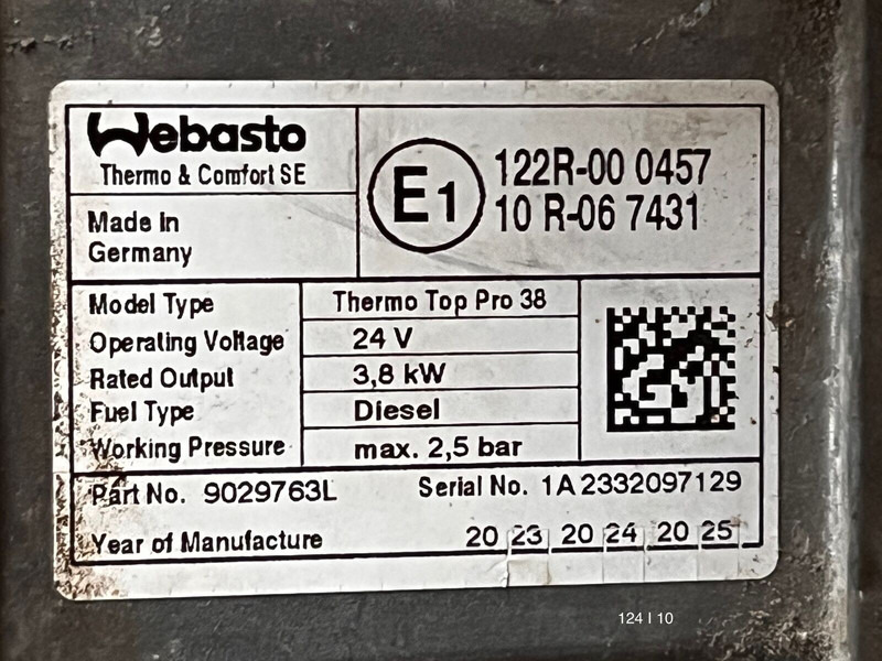 Scania Webasto Thermo Top Pro 38 - Calefacción/ Ventilación: foto 5 Scania Webasto Thermo Top Pro 38 - Calefacción/ Ventilación: foto 5