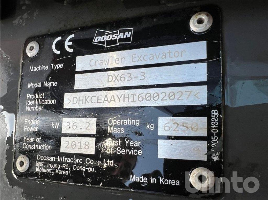 DOOSAN DX 63-3 (2018) - Excavadora de cadenas: foto 5 DOOSAN DX 63-3 (2018) - Excavadora de cadenas: foto 5