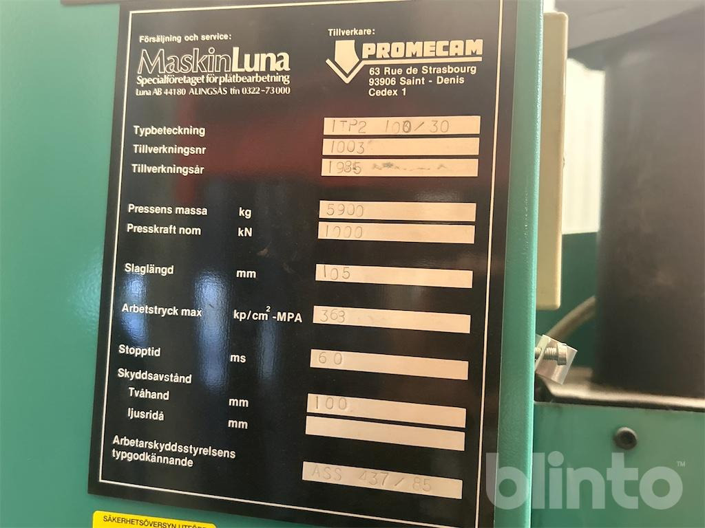 Máquina para metal Promecam ITP2 100/30: foto 10