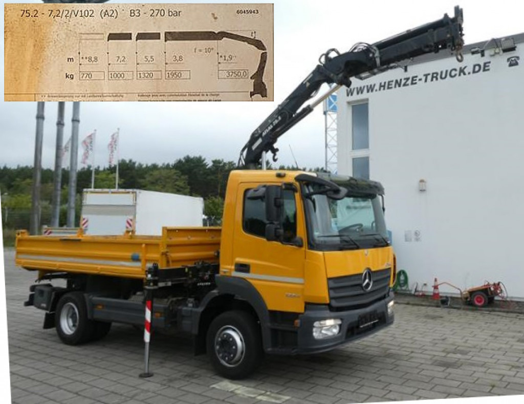 Camión volquete, Camión grúa MERCEDES-BENZ Atego 1224 K 2-Achs Kipper Kran 2x Hdr Ausschub Greiferst.: foto 8