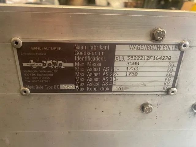 Diversen Bolle . 2 asser aanhangwagen voor kogelkoppeling 3500 kg - Remolque chasis: foto 5 Diversen Bolle . 2 asser aanhangwagen voor kogelkoppeling 3500 kg - Remolque chasis: foto 5